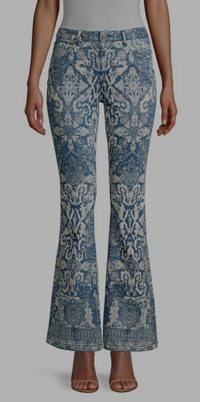 KOBI Halperin Farryn Print Flare Denim Jeans sz 0